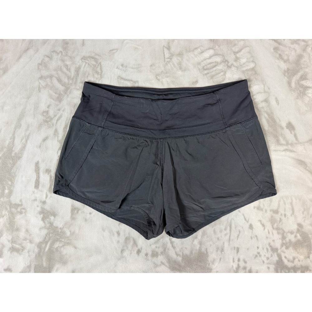 Lululemon Speed Up Low Rise Running Shorts Black Size 6 Zipper Pocket